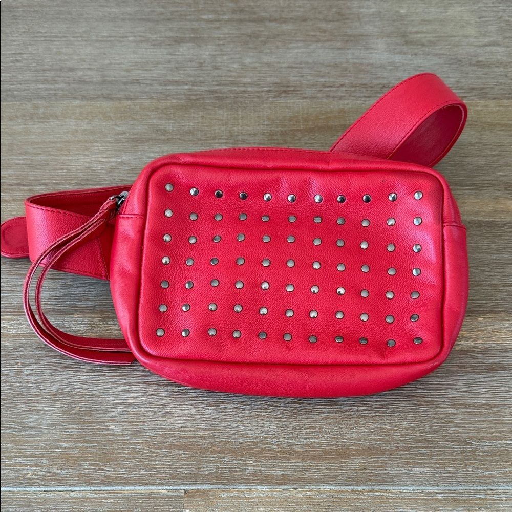 Cleobella Patrice Fanny Pack - Red Studded Crossbody Belt Bag